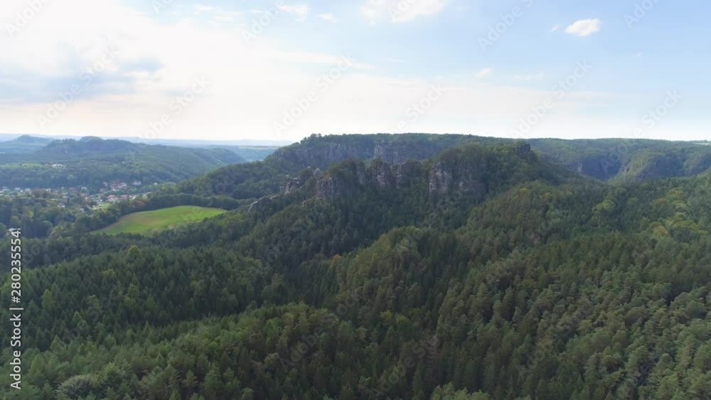 Bastei Park in Saxony, Germany, wonderful aerial drone panorama view. Bastei Park in Saxony, Germany, wonderful aerial drone panorama view.