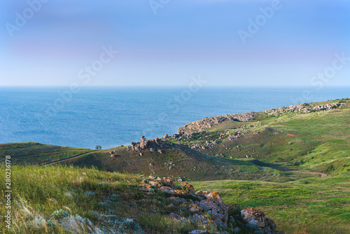 Crimea nature reserve - the road to travel. Landscape park- Kerch peninsula photo