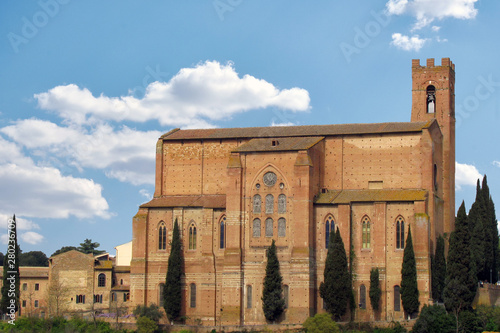 Church Santuario di Santa Caterina in summer. Italy, Tuscany, Siena: Sanctuary di santa Caterina. photo