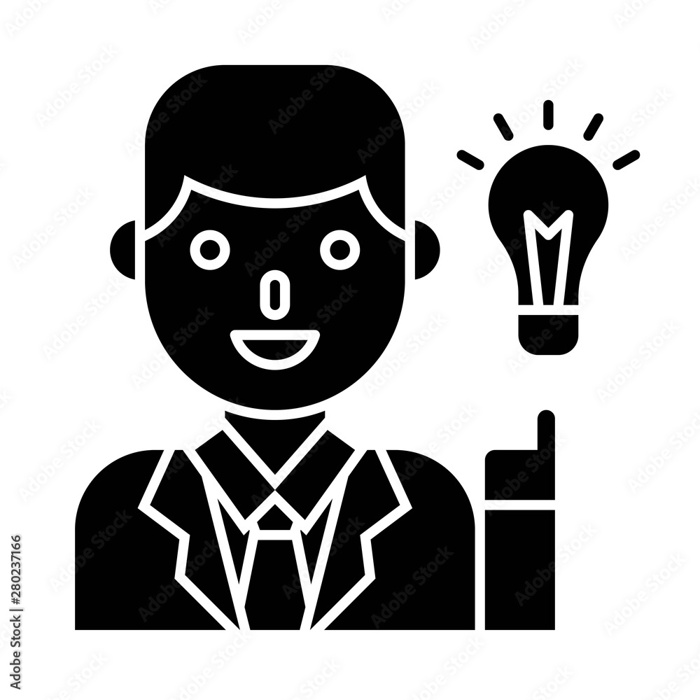 Businessman with idea vector vector, solid style icon Businessman with idea vector vector, solid style icon