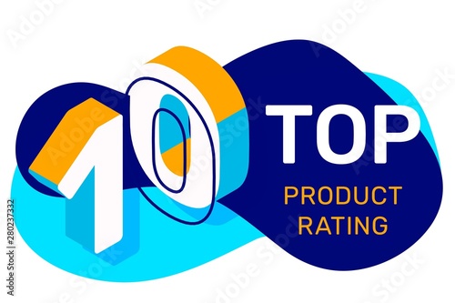 Vector creative illustration of top ten with abstract shape and