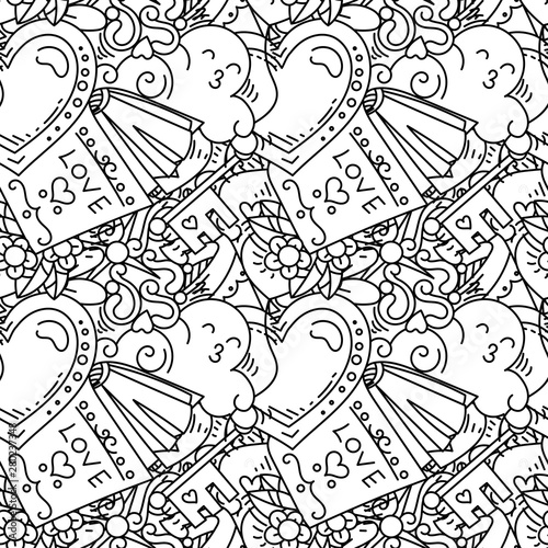Graffiti seamless pattern with love style doodles. Vector background with childish swag and crazy elements