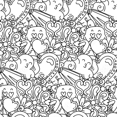 Graffiti seamless pattern with love style doodles. Vector background with childish swag and crazy elements
