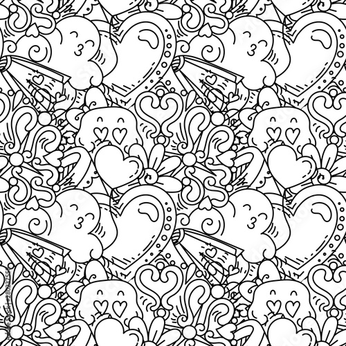 Graffiti seamless pattern with love style doodles. Vector background with childish swag and crazy elements