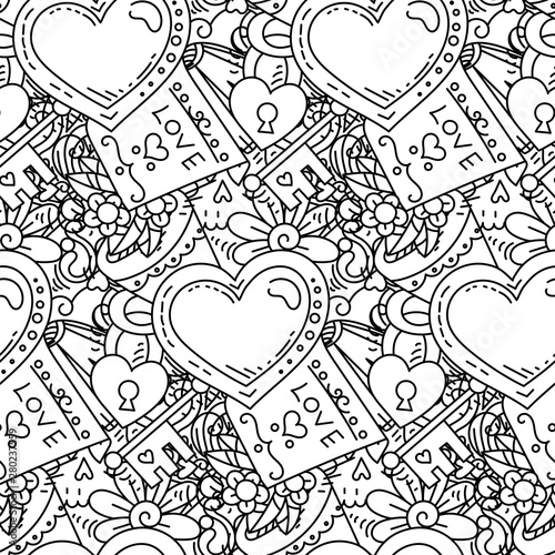 Graffiti seamless pattern with love style doodles. Vector background with childish swag and crazy elements