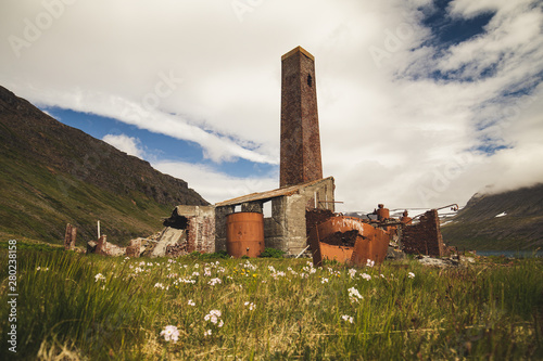 abandoned factory at hesteyri hornstrandir natural reserve westfjords iceland photo