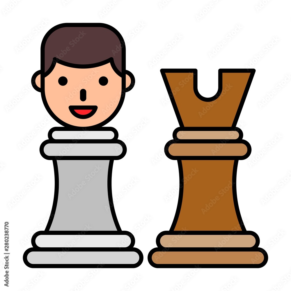 Businessman head with chess vector, filled style editable outline icon Businessman head with chess vector, filled style editable outline icon