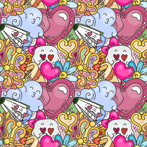 Graffiti seamless pattern with love style doodles. Vector background with childish swag and crazy elements