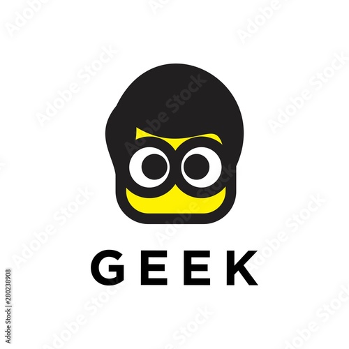 vector logo of a nerd minimalist blocks style