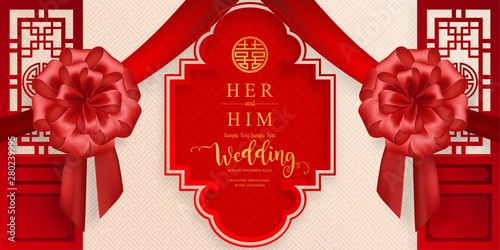 Chinese traditional and asian elements background template on paper color Background.