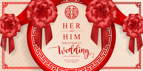 Chinese traditional and asian elements background template on paper color Background.