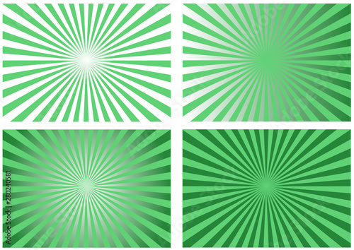 set green sunburst backgrounds vector