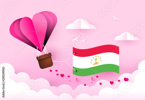Heart air balloon with Flag of Tajikistan for independence day or something similar