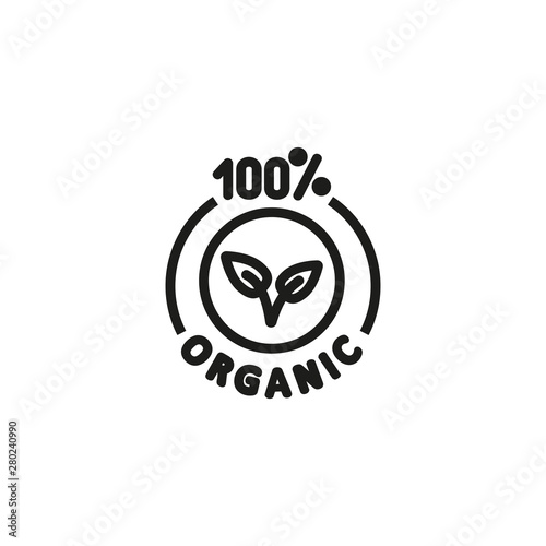 100 percent organic line icon. Nature, ecologically friendly, product. Organics concept. Vector illustration can be used for topics like environment, ecology, food