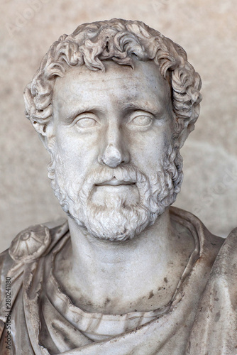 Statue of Roman Emperor Antoninus Pius at Ancient Agora in Athens, Greece © Zzvet