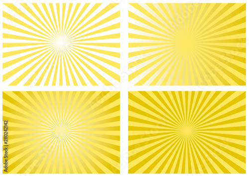 set yellow retro sunburst backgrounds