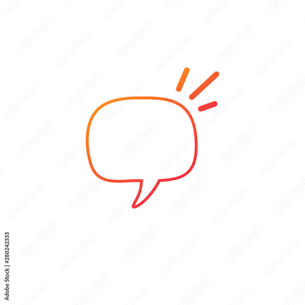 Fototapeta premium Linear Hand drawn Speech Bubble, Rectangle Distorted Circle and Square Blank Trendy Shape. Vector illustration isolated on white background.