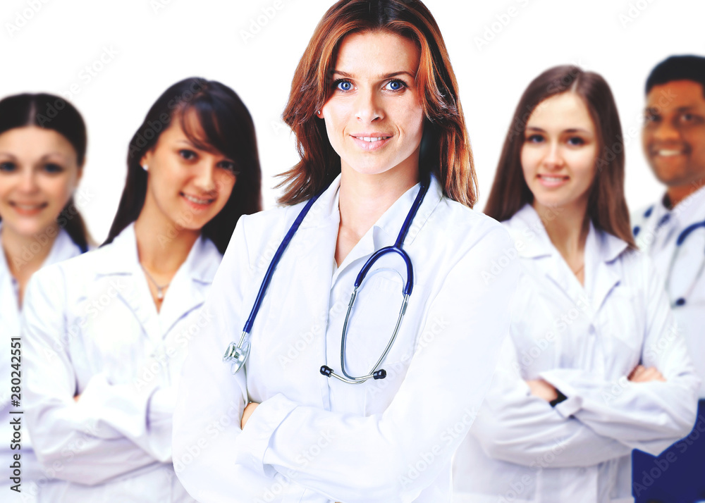 Portrait of group of smiling hospital colleagues Portrait of group of smiling hospital colleagues