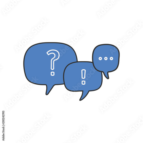 Linear question mark and exclamation mark in chat bubbles , vector illustration isolated on white background.