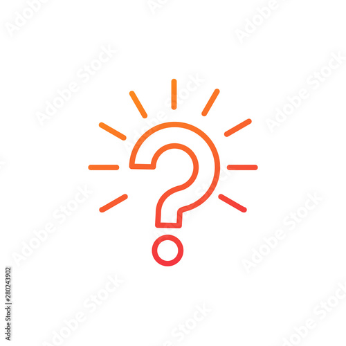 Outline question mark with rays burst icon vector illustration on white background
