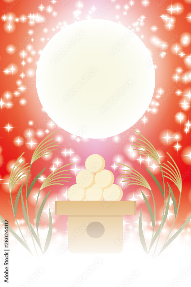 背景イラスト素材 お月見団子 ススキ 満月 パーティー 無料 フリーサイズ Background Wallpaper Vector Illustration Design Image Japan China Asia Free Size 背景 壁紙 ベクター イラスト デザイン 無料 無料素材 バックグラウンド フリー素材