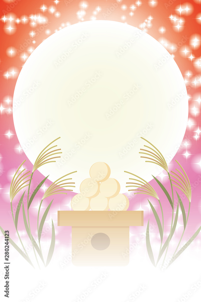 背景イラスト素材 お月見団子 ススキ 満月 パーティー 無料 フリーサイズ Background Wallpaper Vector Illustration Design Image Japan China Asia Free Size 背景 壁紙 ベクター イラスト デザイン 無料 無料素材 バックグラウンド フリー素材