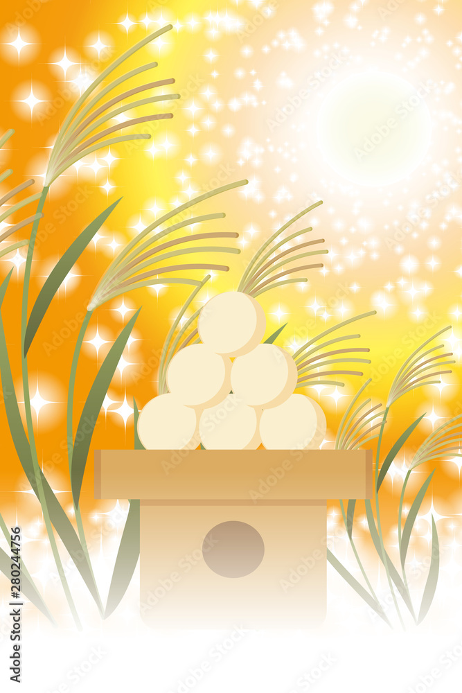 Background Wallpaper Vector Illustration Design Image Japan China Asia Free Size 背景 壁紙 ベクター イラスト デザイン 無料 無料素材 バックグラウンド フリー素材 イメージ 和風素材 日本 お月見団子 伝統行事 すすき 満月 十五夜 月光の