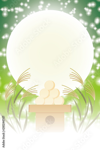 背景イラスト素材 お月見団子 伝統行事 満月 十五夜 光 キラキラ 無料 Background Wallpaper Vector Illustration Design Image Japan China Asia Free Size 背景 壁紙 ベクター イラスト デザイン 無料 無料素材 バックグラウンド フリー素材
