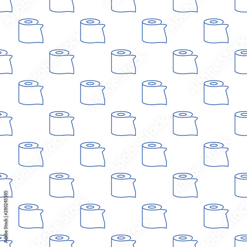 Toilet Paper vector concept seamless pattern in outline style
