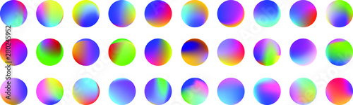 Set of round Vector Gradient. Multicolor Sphere. Modern abstract background texture. Template for design. Isolated objects.