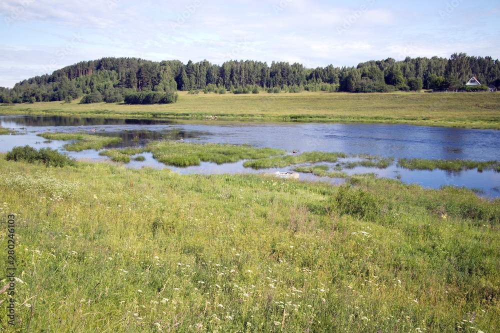 River landscape summer sunny morning River landscape summer sunny morning