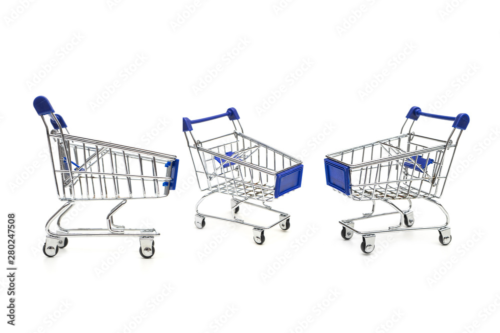 small shopping cart isolate on white background small shopping cart isolate on white background