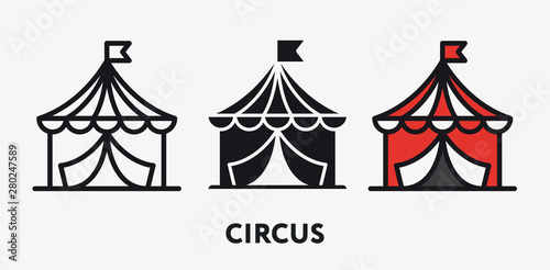 Circus Tent Fair. Vector Icon Set.