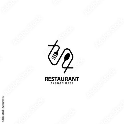 Eat logo. Cafe or restaurant emblem. with fork  spoon