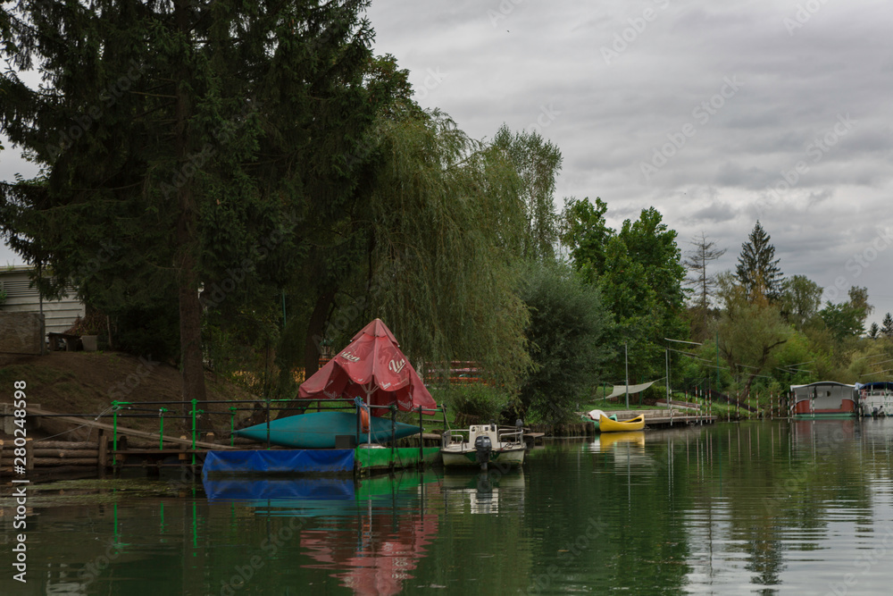 Ljubljana,Slovenia,6,2016: Street, river, bridges with dragons, magical city.