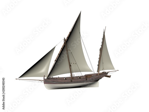Fototapeta Naklejka Na Ścianę i Meble -  Illustration Sailboat On The Sea - 3d rendering