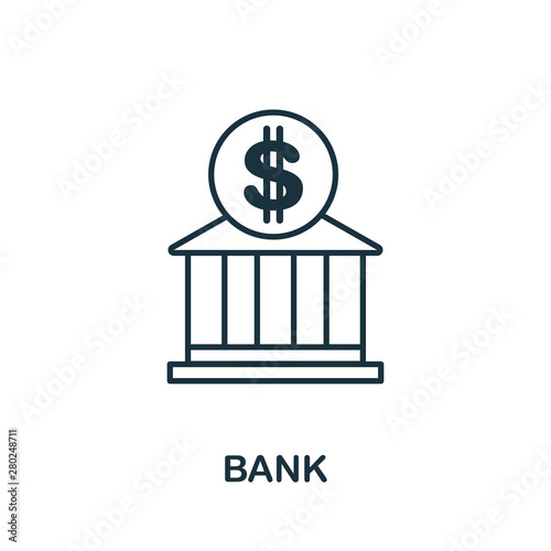 Bank outline icon. Thin style design from city elements icons collection. Pixel perfect symbol of bank icon. Web design, apps, software, print usage
