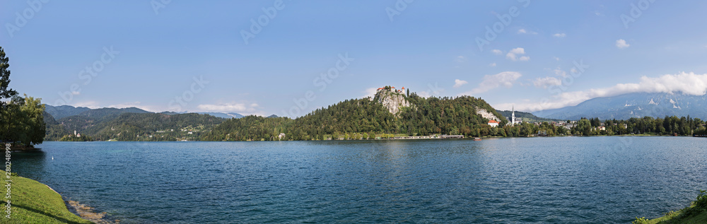 Bled,Slovenia,7,2016:Glacial lake of the Julian Alps,
