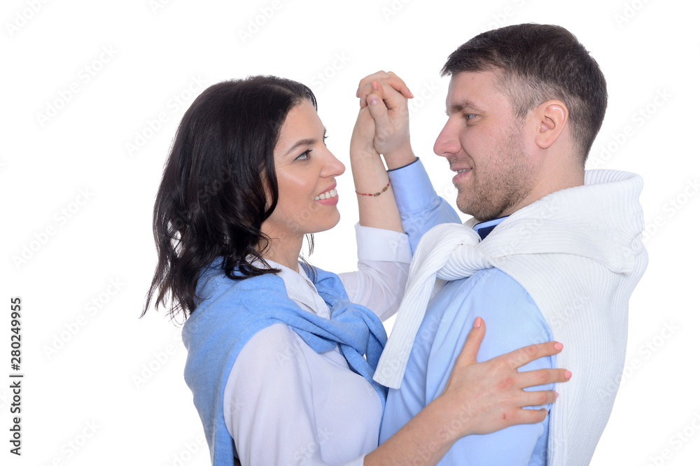 portrait of happy beautiful woman and man dancing portrait of happy beautiful woman and man dancing