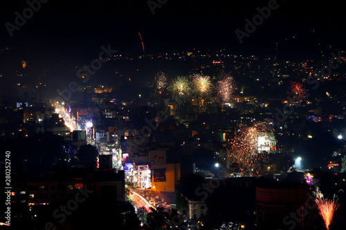 Night photo of Satara city, India during Diwali © Prasanna