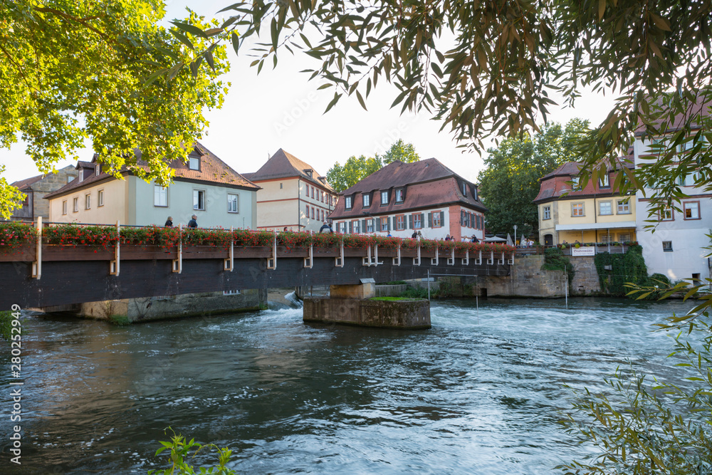 Bamberg,Germany,9,2015:In the Bavarian region on the banks of the Regnitz river. Bamberg,Germany,9,2015:In the Bavarian region on the banks of the Regnitz river.