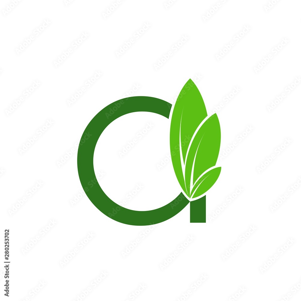 Letter a with leaf logo design vector Letter a with leaf logo design vector