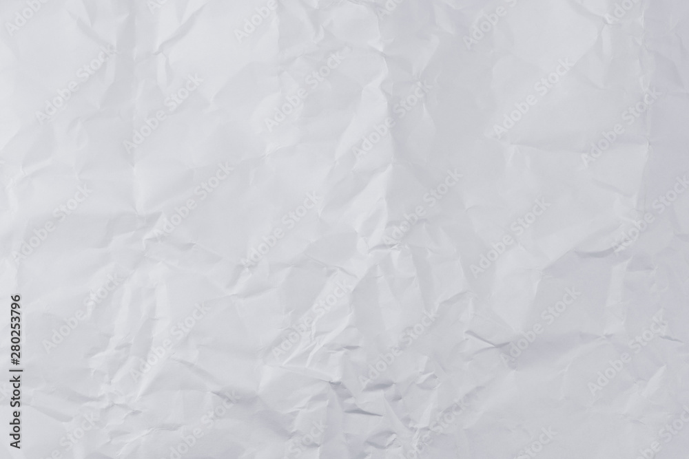 white crumpled paper texture background.