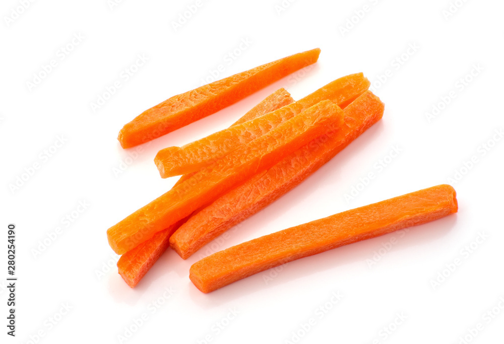 raw chopped carrot isolated on a white background raw chopped carrot isolated on a white background
