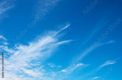 White clouds in blue sky.