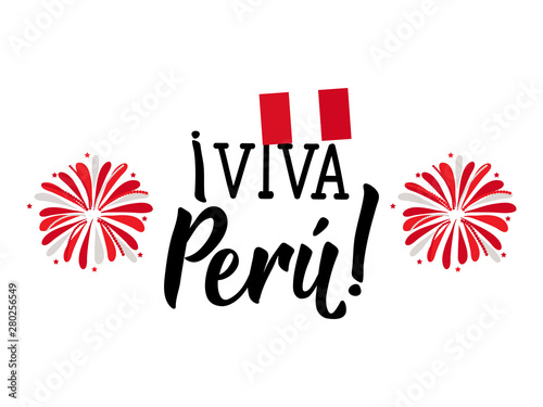 Viva Peru. traditional peru greetings, lettering vector illustration