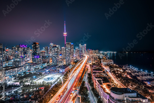 Canvas Print Toronto Night Skyline Looking East