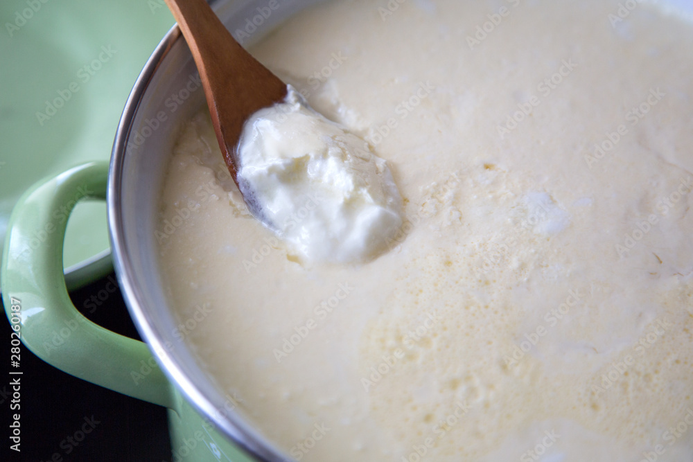 homemade yogurt in pot homemade yogurt in pot