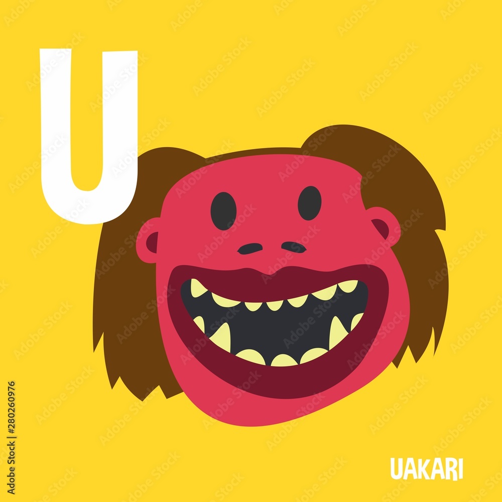Obraz premium English Alphabet For Kids Letter U uakari