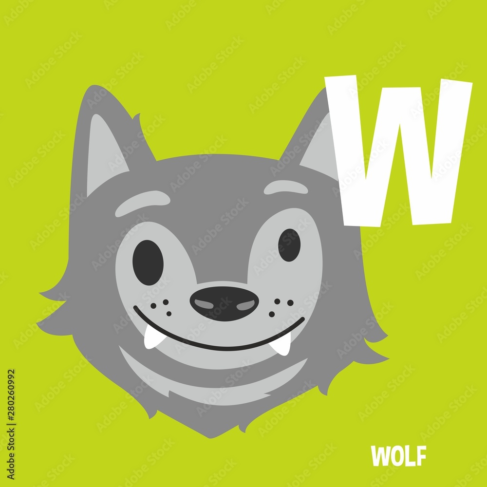 English Alphabet For Kids Letter W wolf
